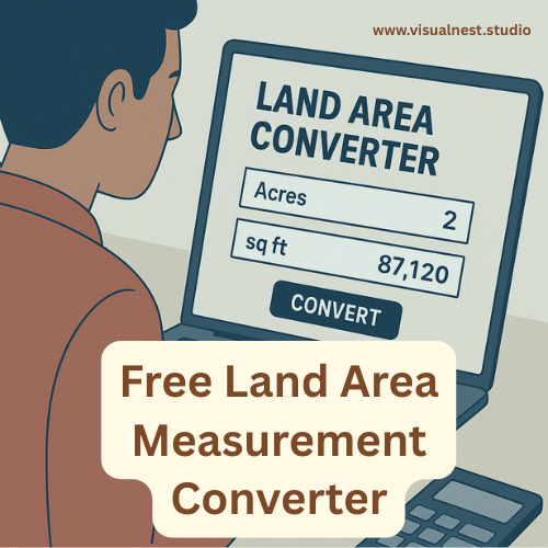 Person using land area converter on a laptop screen