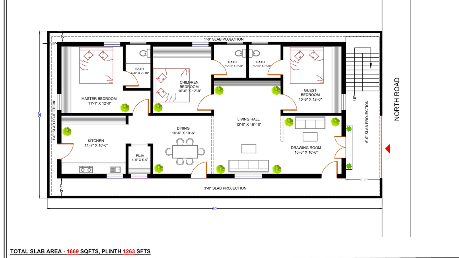 3bhk vastu plan