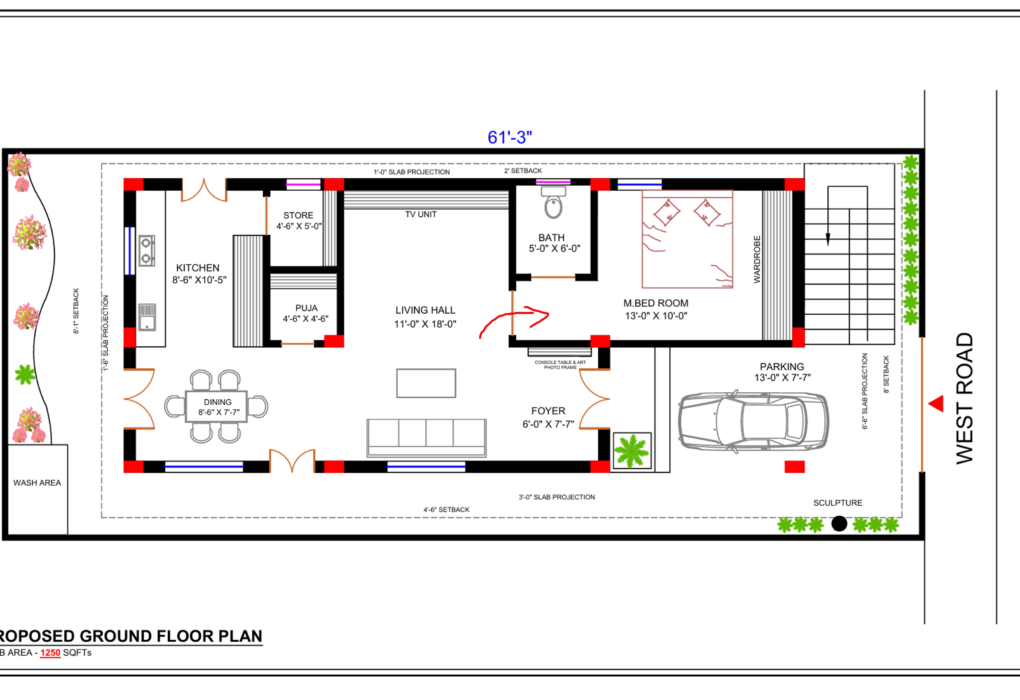 west facing vastu plan