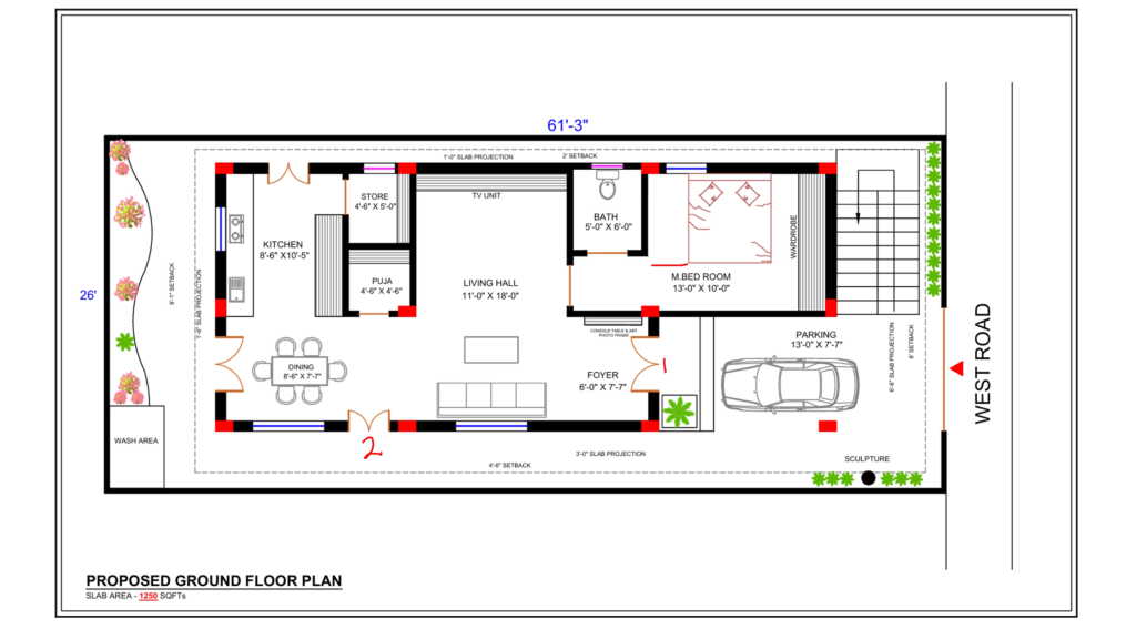 1bhk vastu plan